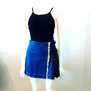 Burberry Denim Pleated Skirt